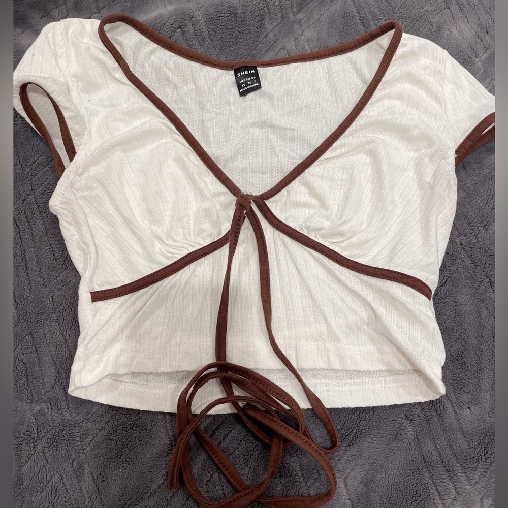 Brown and white crop top